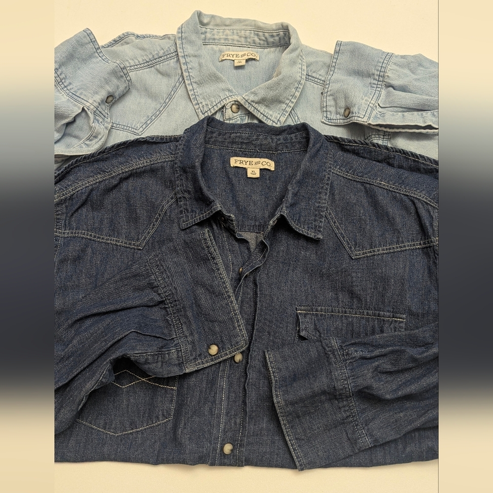 Frye & Co Men's Denim Western Shirts XL Lot Of 2